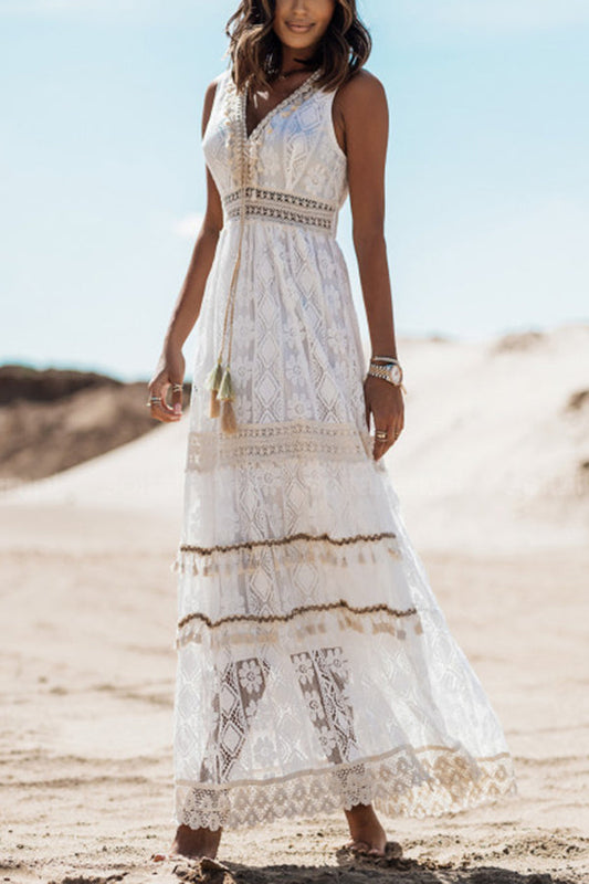 JO | Boho Kisses maxi dress with tassels and lace