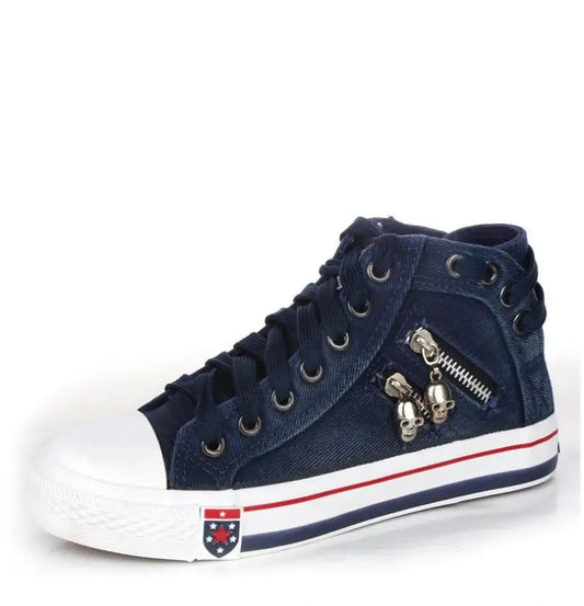 Spring/Autumn Casual Shoes Trainers Walking Skateboard Lace-up Shoes Femmes Women Fashion Sneakers Denim Canvas Shoes