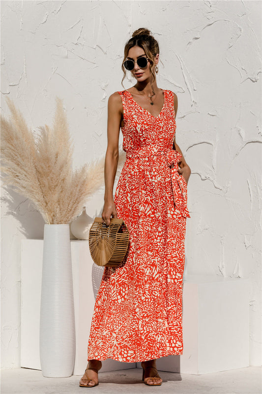 JO | Spring-summer dress with V-neck and leopard print lace