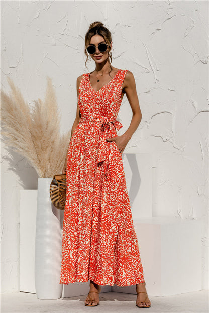 JO | Spring-summer dress with V-neck and leopard print lace