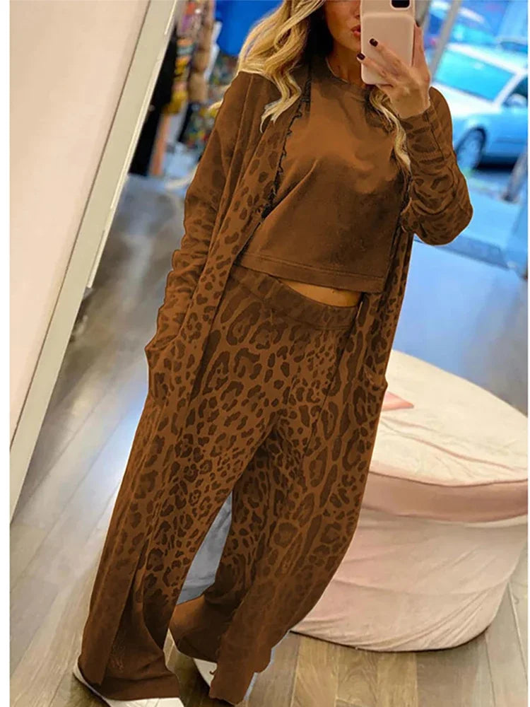 JO | Cardigan with leopard print and trousers