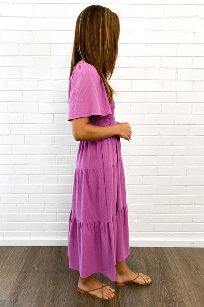 JO | Feminine off-shoulder midi dress