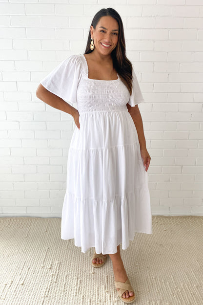 JO | Feminine off-shoulder midi dress