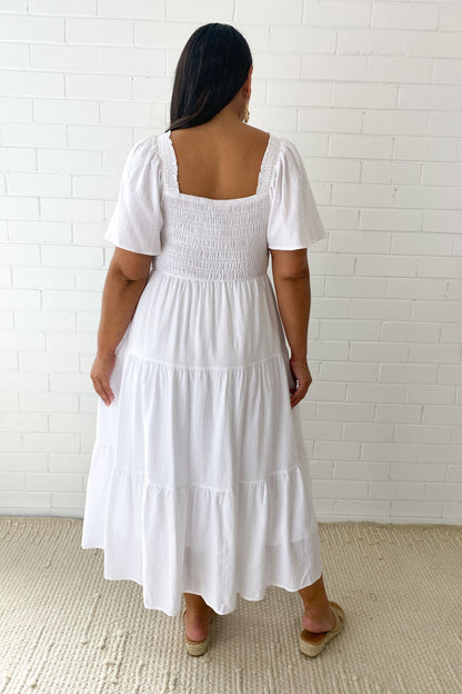 JO | Feminine off-shoulder midi dress