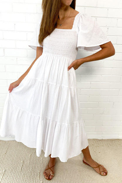 JO | Feminine off-shoulder midi dress