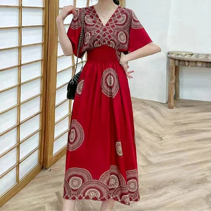 JO | Boho maxi dress with floral print and kimono sleeves