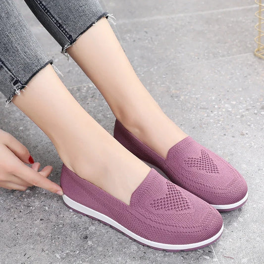 2025 Autumn Women's Sneakers Slip on Flat Shoes Female Outdoor Mesh Soft Comfortable Casual Loafers Walking Breathable