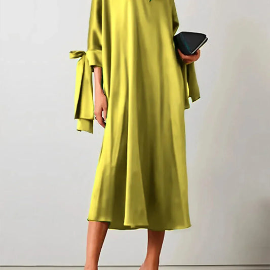 JO | Women Floral Elegant Plus Size Midi Dress Lace Up Flare Sleeve Vintage Summer Wedding Casual Dress