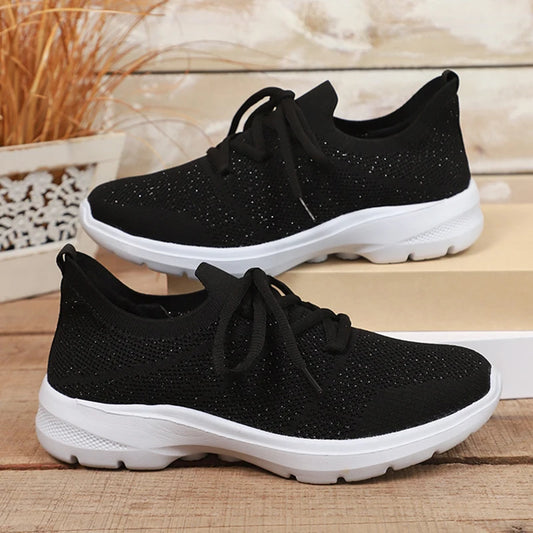 Black Breathable Mesh Sport Shoes Women Speing Autumn Slip On Platform Sneakers Woman Plus Size Soft Sole Casual Sneakers Female