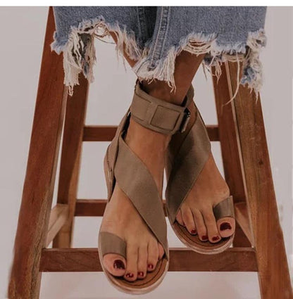 JO | cross strap ankle wrap toe ring sandals
