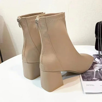 2024 New Women Boots Fashion Square Head Ankle Boots for Women Ankle Boots Comfortable Lady Shoes Casual Shoe botines mujer