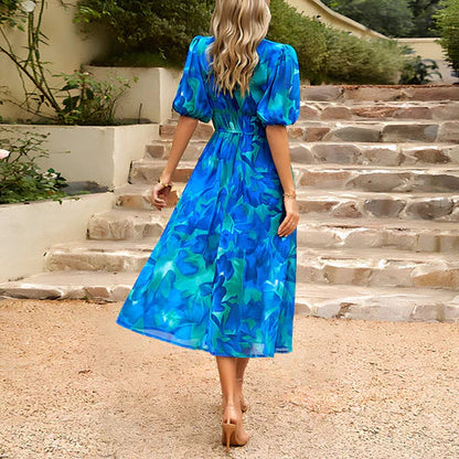 JO | Vintage Glam Lantern Sleeve Midi Dress