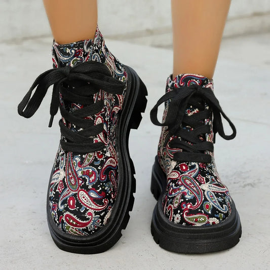 2024 New Women Boots Niche Design Ethnic Style Non-slip Wear-resistant Comfortable Easy To Wear Platform Women Shoes Ankle Boots
