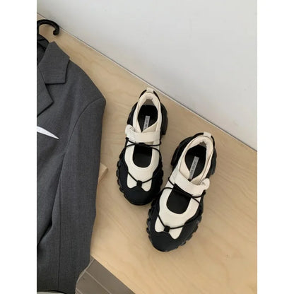 Mary Jane Shoes Women Loafers Thick Heel Ugly Cute Big Head Sandals Women's Mesh Slip-On Shoes Comfortable Women Casual Shoes