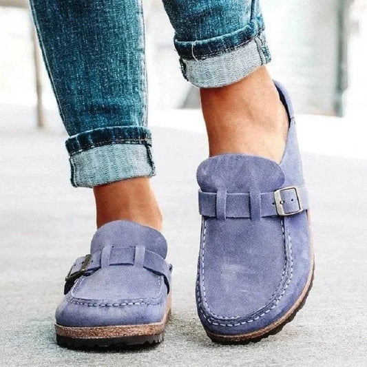 New Retro Fashion Women Casual Solid Color Shoes Light Round Toe  Half Slippers Comfort One Pedal Outdoor Sports Flat Sandals