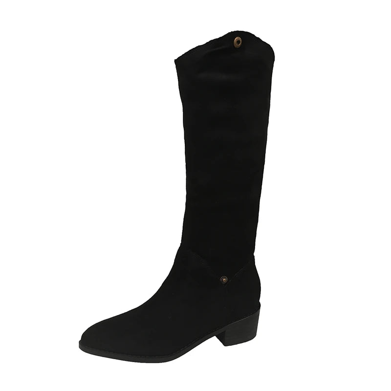 Square Heel Winter Ankle Modern Boots Slip-on Pointed Toe Women's Shoes on Sale 2024 Fashion Low Heel Solid Women's Boots