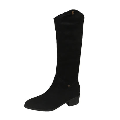 Square Heel Winter Ankle Modern Boots Slip-on Pointed Toe Women's Shoes on Sale 2024 Fashion Low Heel Solid Women's Boots