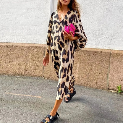 JO | Luxe midi dress with leopard print