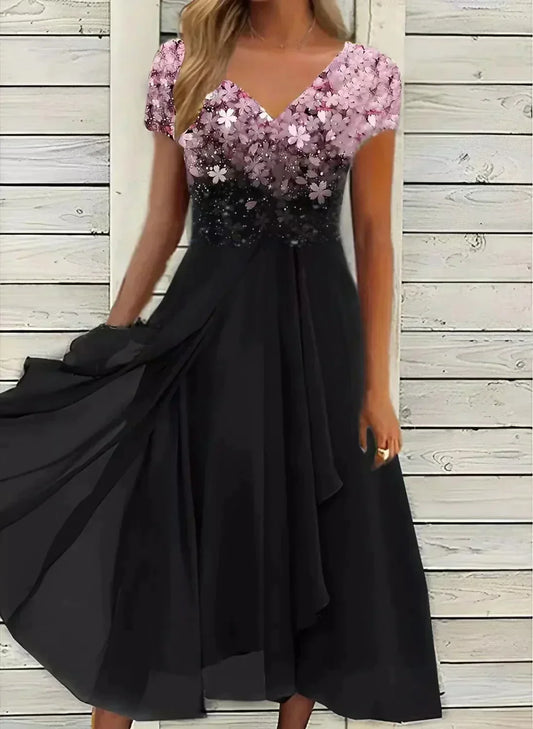JO | elegant midi dress with sweeping skirt