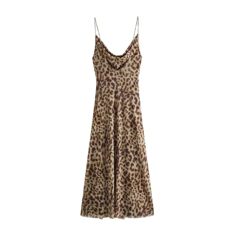 JO | Maxi dress with leopard print and spaghetti straps