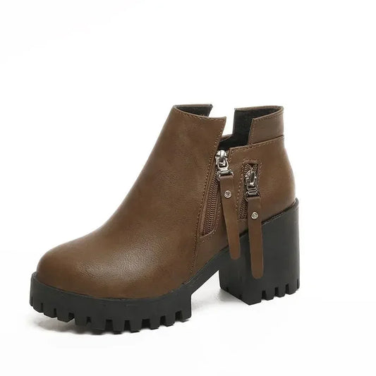 Women Boots 2024 Winter New Fashion Waterproof Platform Short Boots High Heels Side Zipper Height Increase Anti Slip Ankle Boots