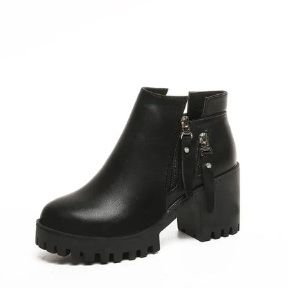 Women Boots 2024 Winter New Fashion Waterproof Platform Short Boots High Heels Side Zipper Height Increase Anti Slip Ankle Boots