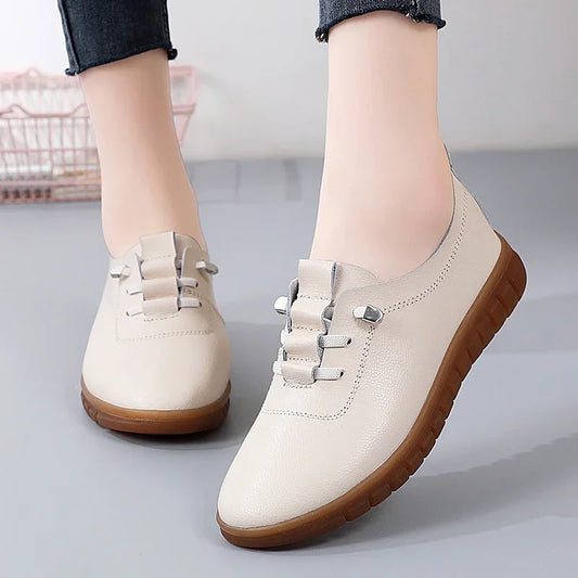 2024 New sneakers women casual shoes Spring Autumn Flats Genuine Leather Moccasins Woman Slip-on Loafers Female Boat Shoes