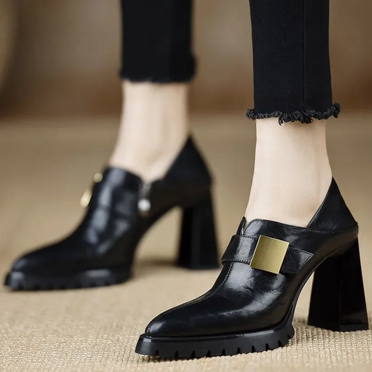 2024 New Soft Leather Women Ankle Boots Platform Short Booties Winter Botas Warm Shoes Round Toe Back Zip Black Brown