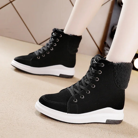 Platform Women's Shoes Winter Women Sneakers Warm Fur Plush Lady Casual Shoes Lace-up Fashion Woman Chunky Sneaker tenis femme