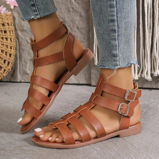 JO | | Elegant Sandals for Women Brown White