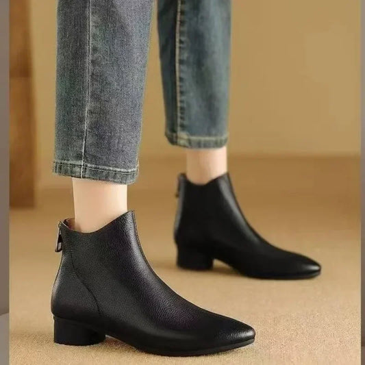 Shoes for Women 2024 High Quality Ankle Women's Boots Plus Size Modern Boots Women Pointed Toe Low Heel Back Zip Shoes Female