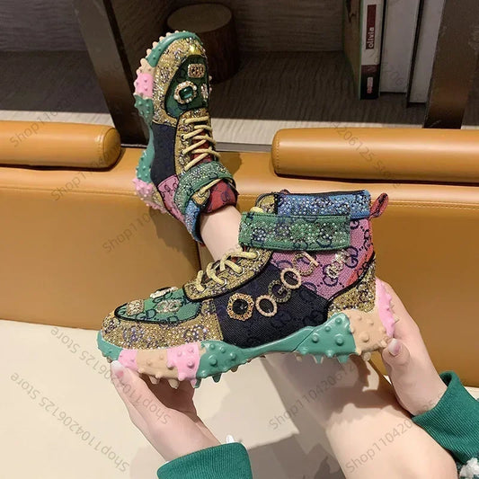 Autumn Women's Sneakers Fashion Luxury Rhinestone Ladies Shoes 2025 New Outdoor Platform Female Sports Shoes Vulcanized