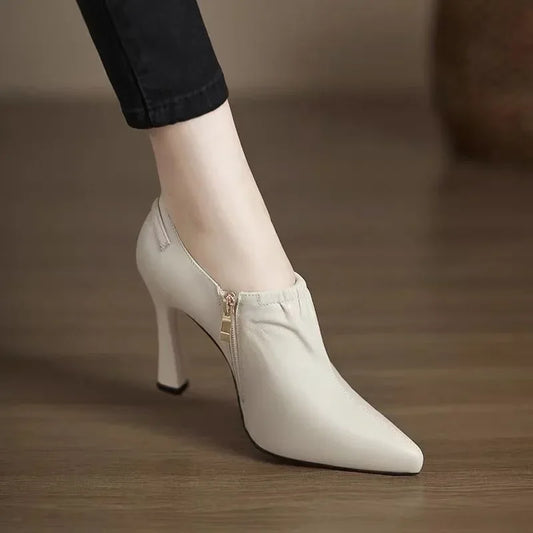 2025 High Quality Side Zipper Women's High Heels Fashion Belt Buckle Office and Career Sexy Pointed Toe Heels Women High Heels