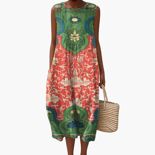 JO | Women's sleeveless midi dress with pockets for summer