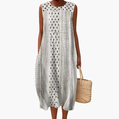 JO | Women's sleeveless midi dress with tie at the back and pockets