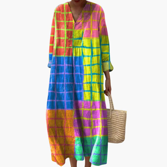 JO | Long-sleeved V-neck midi dress for women that can be worn all year round