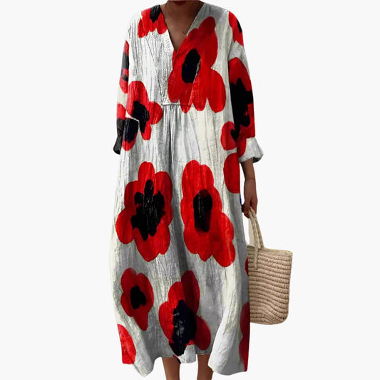 JO | Long-sleeved floral midi dress for women for all seasons