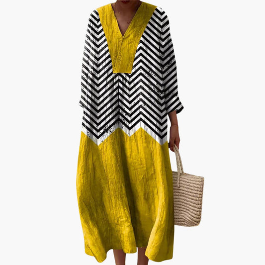 JO | Women's MIdi dress with long sleeves and geometric pattern