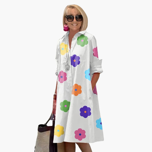 JO | Women's floral midi dress with turtleneck and sleeves