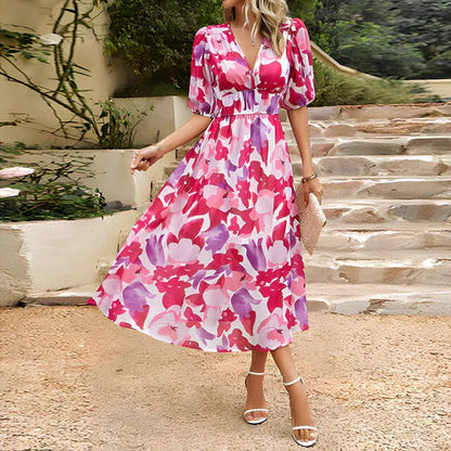 JO | Vintage Glam Lantern Sleeve Midi Dress