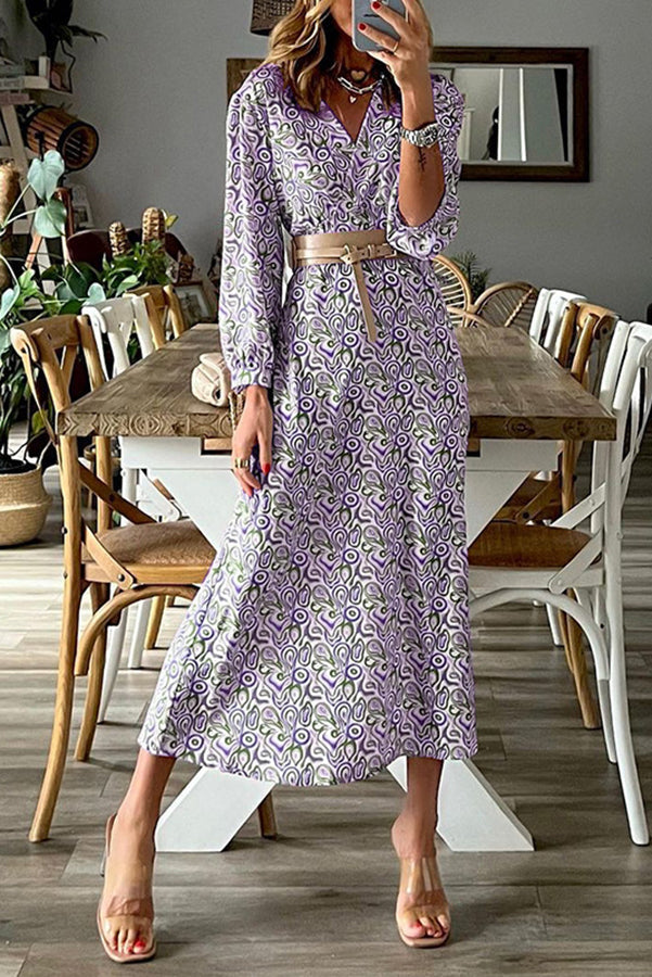 JO | V-neck multi print midi dress