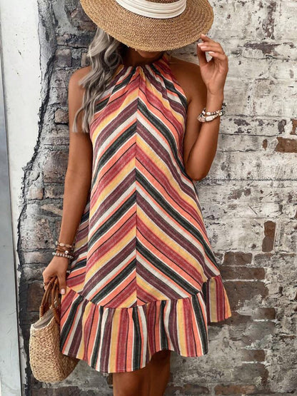JO | Striped dress with Greek neckline