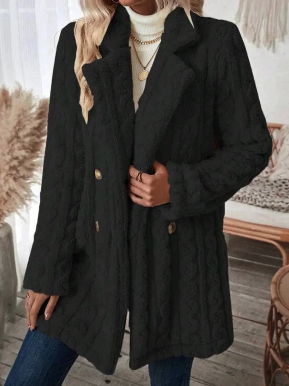 JO | Double-breasted flannel winter coat