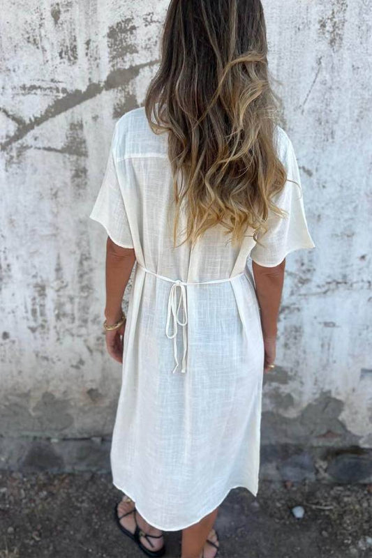 JO | Bohemian Print Linen Loose Midi Dress
