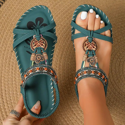 JO | | Elegant orthopaedic sandals with rhinestone butterfly motif