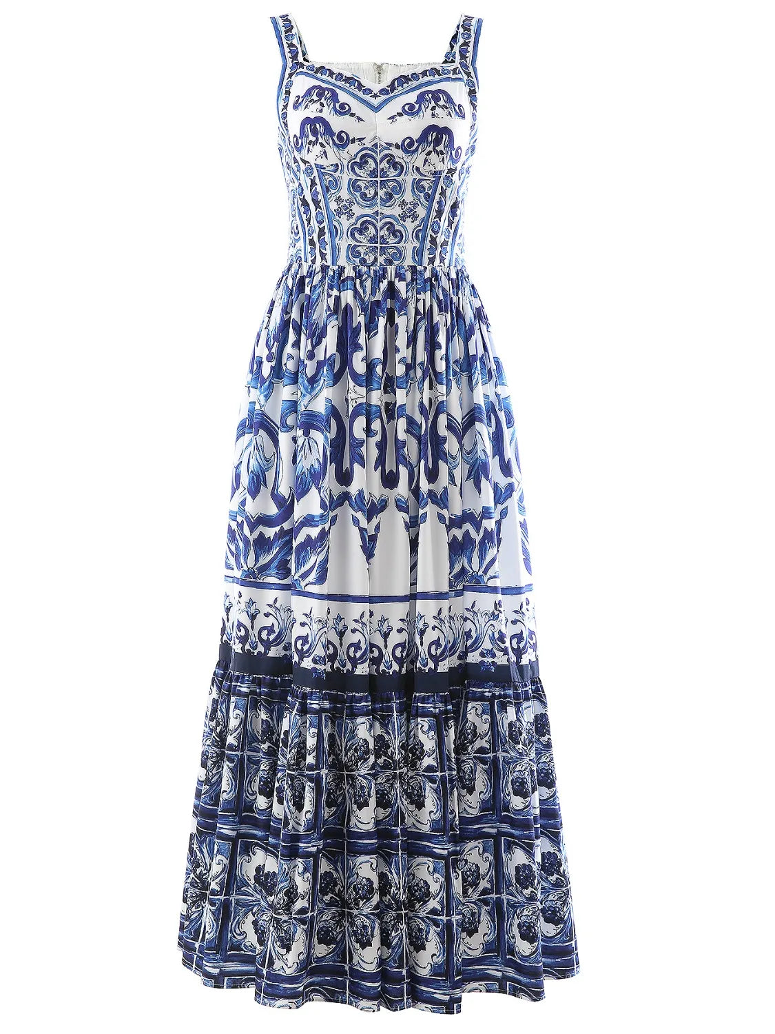 JO | Smocked printed dress with wide straps