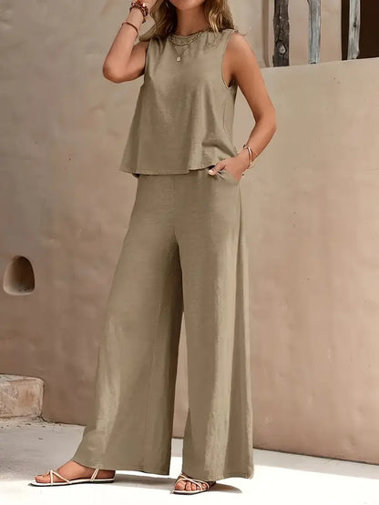 JO | Set of sleeveless top and wide-leg pants