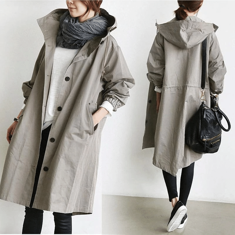 JO | Stylish, plain-colored, loose trench coat