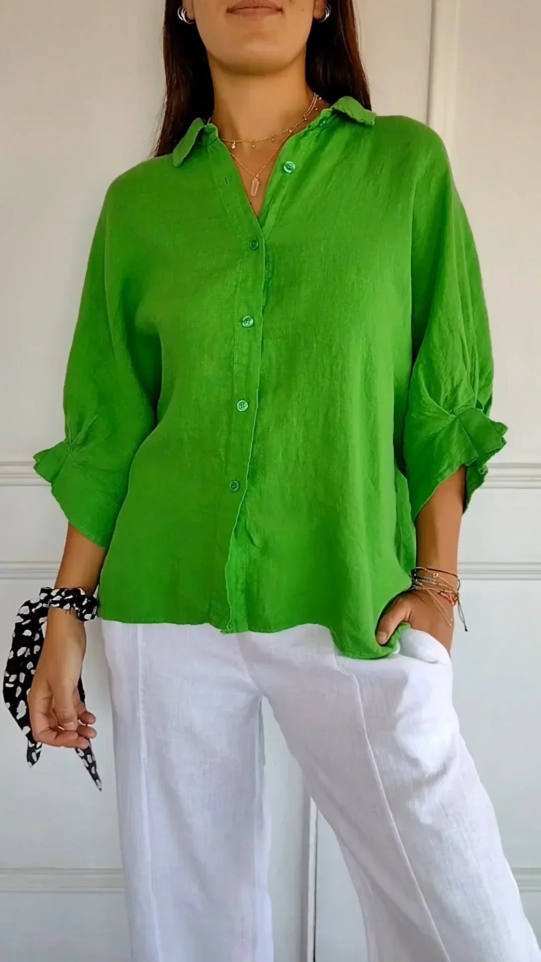 JO | Shirt with knot pattern in cotton and linen