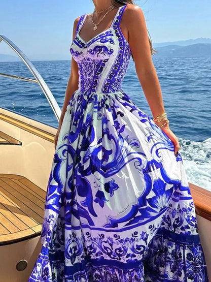 JO | Smocked printed dress with wide straps
